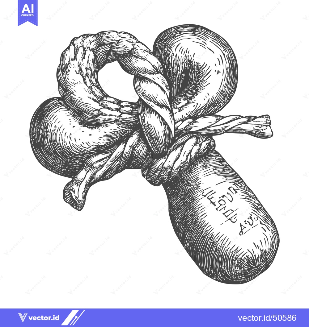 Premium Vector of Engraved illustration of rope bound stones or weights