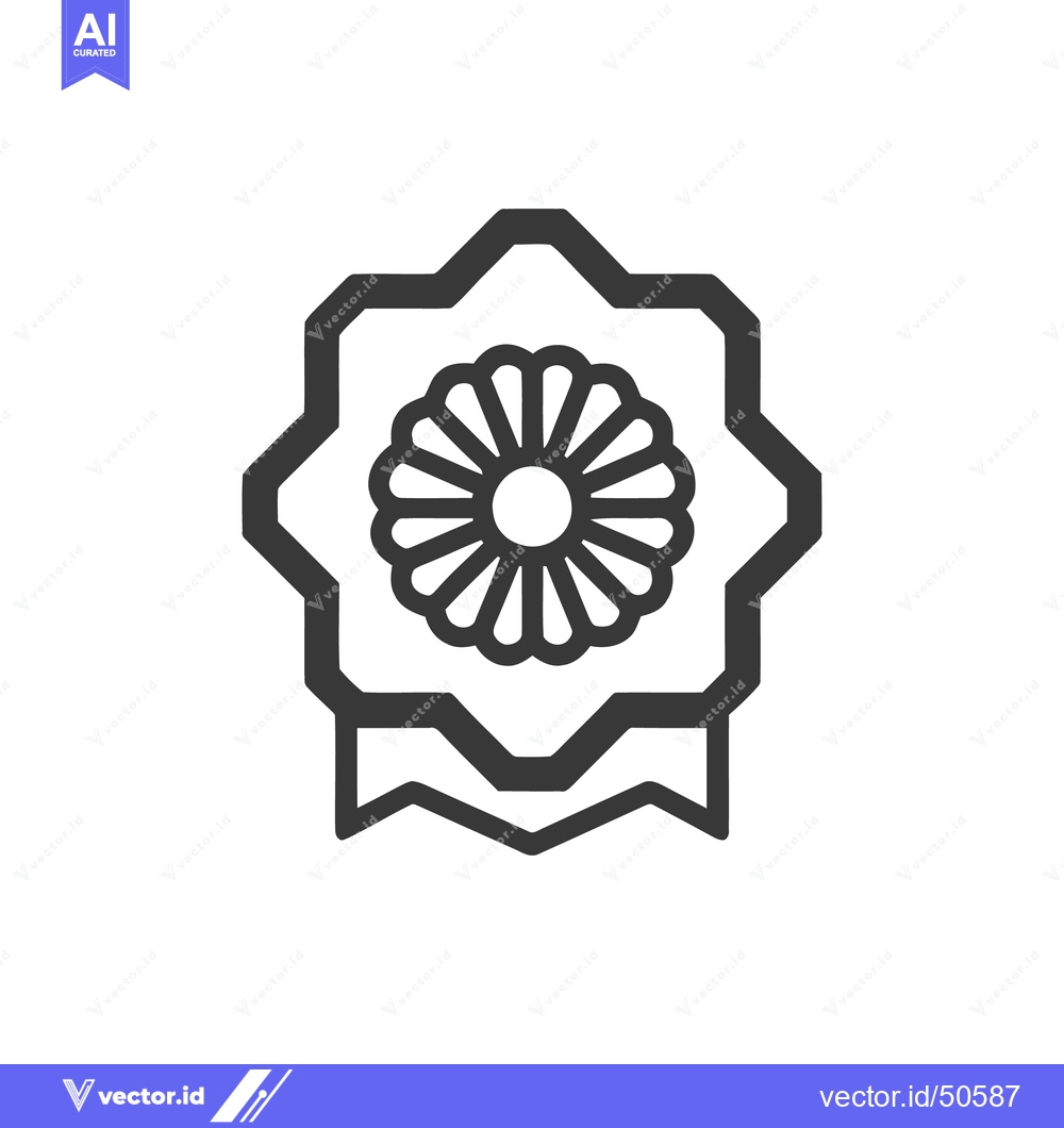 Premium Vector dari Elegant Chrysanthemum Award Icon with Ribbon Detail on White Backgroun