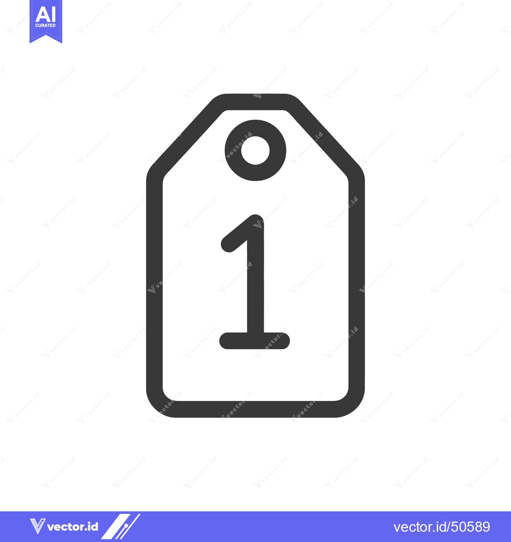 Premium Vector of Minimalist Price Tag Icon with Number One on White Background