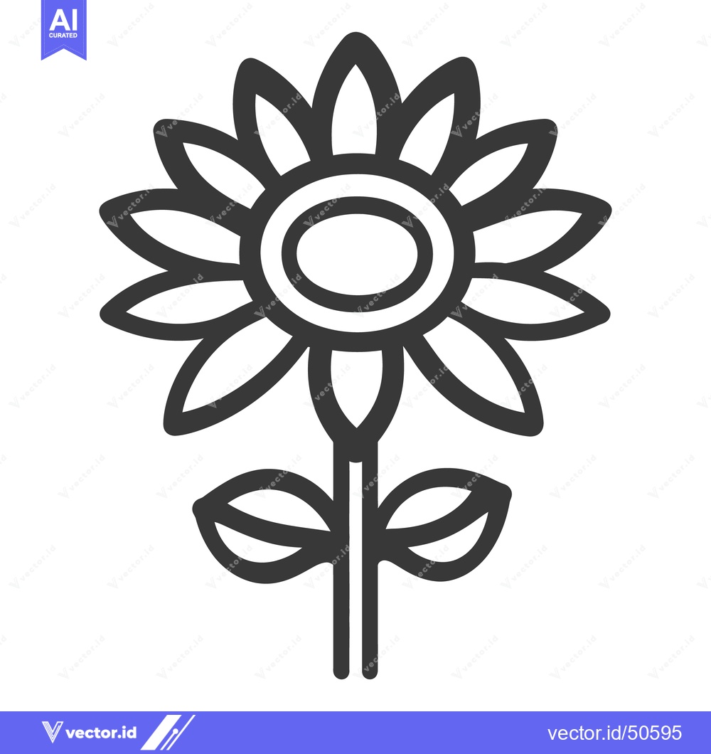 Premium Vector of A stylized outline depiction of a sunflower against a white background