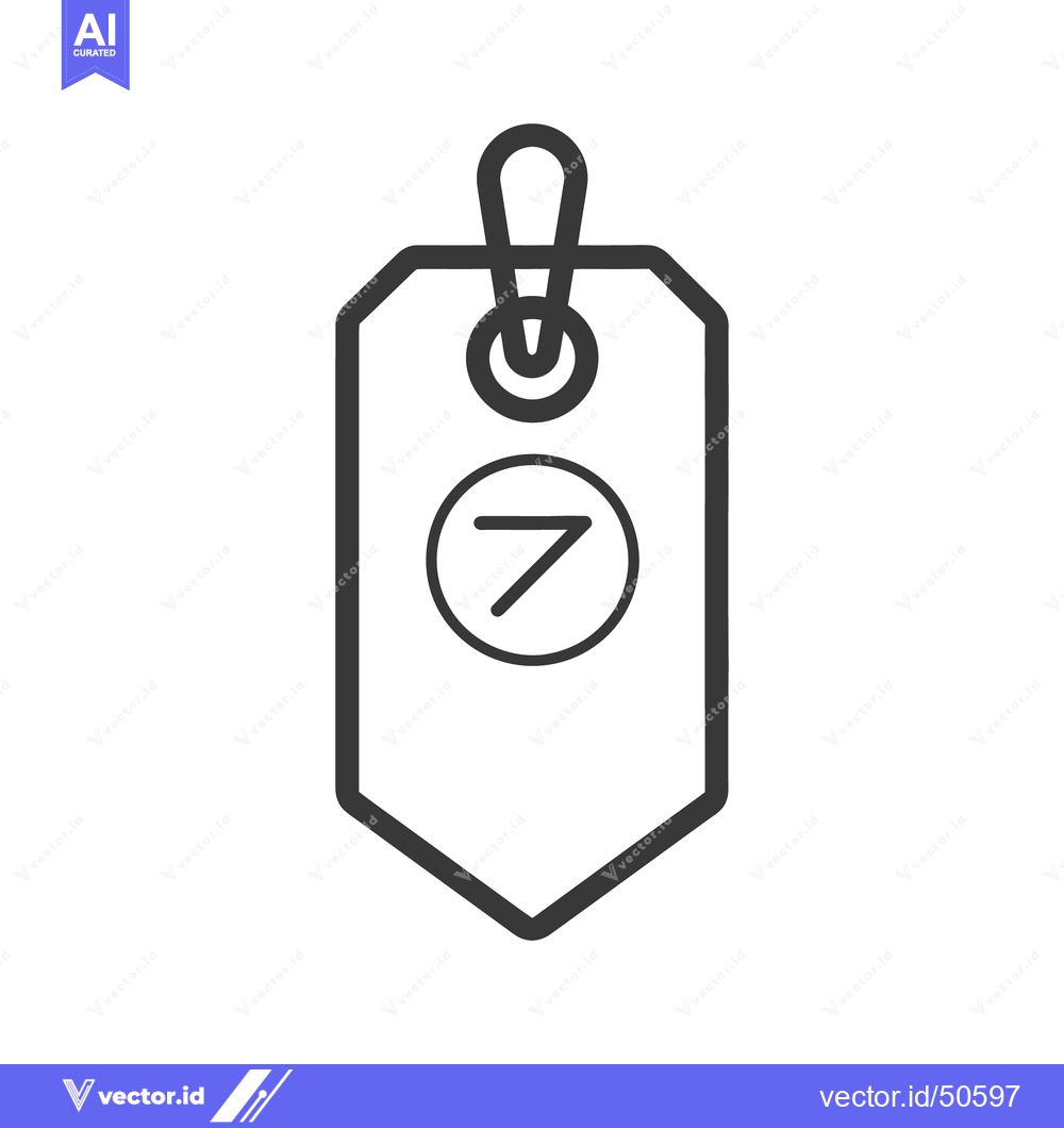 Premium Vector of A simple black and white price tag with number seven