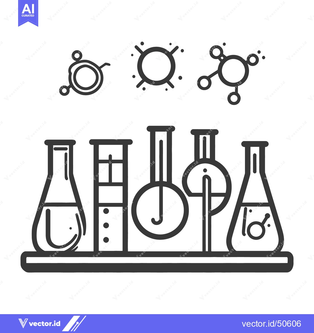 Premium Vector dari Simple black outline icons representing science and laboratory equipme