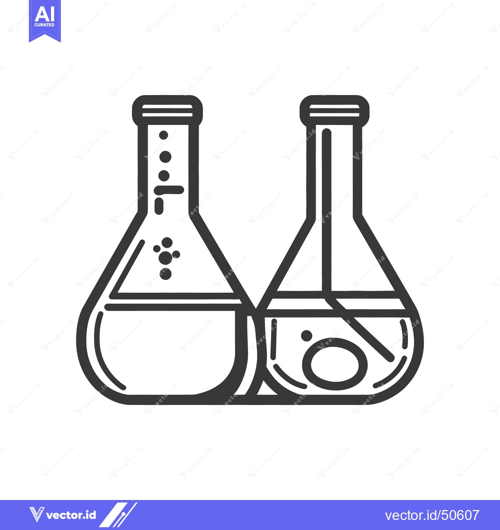 Premium Vector dari Two lab flasks shown in a scientific experiment illustration