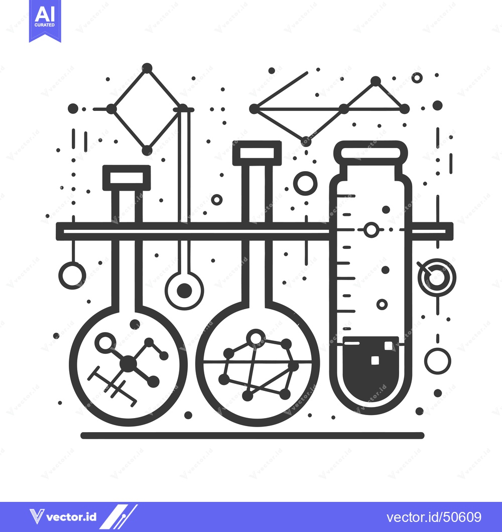 Premium Vector of Laboratory beakers and flasks with geometric patterns