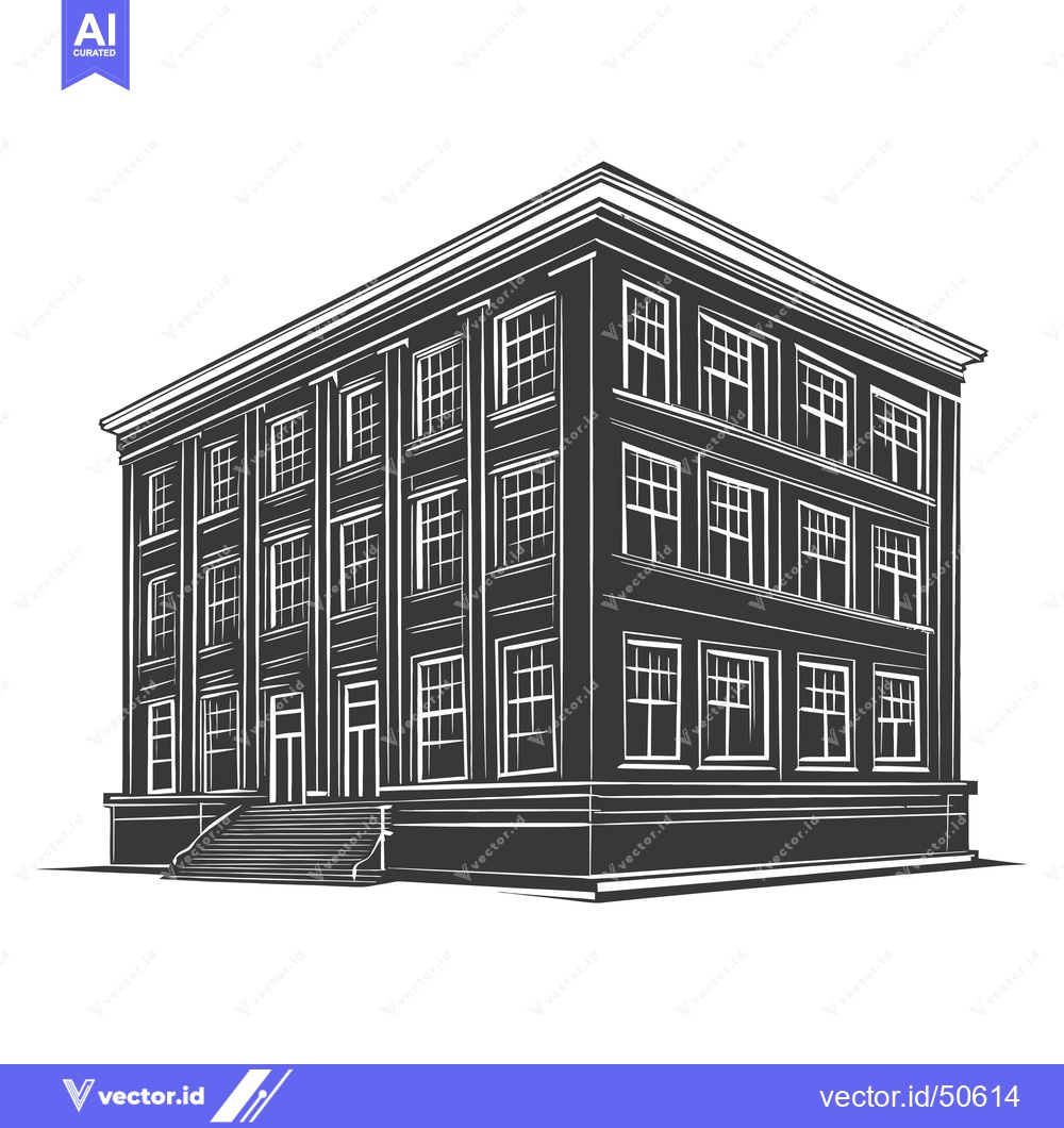 Premium Vector dari Classic Building Architectural Drawing Illustration
