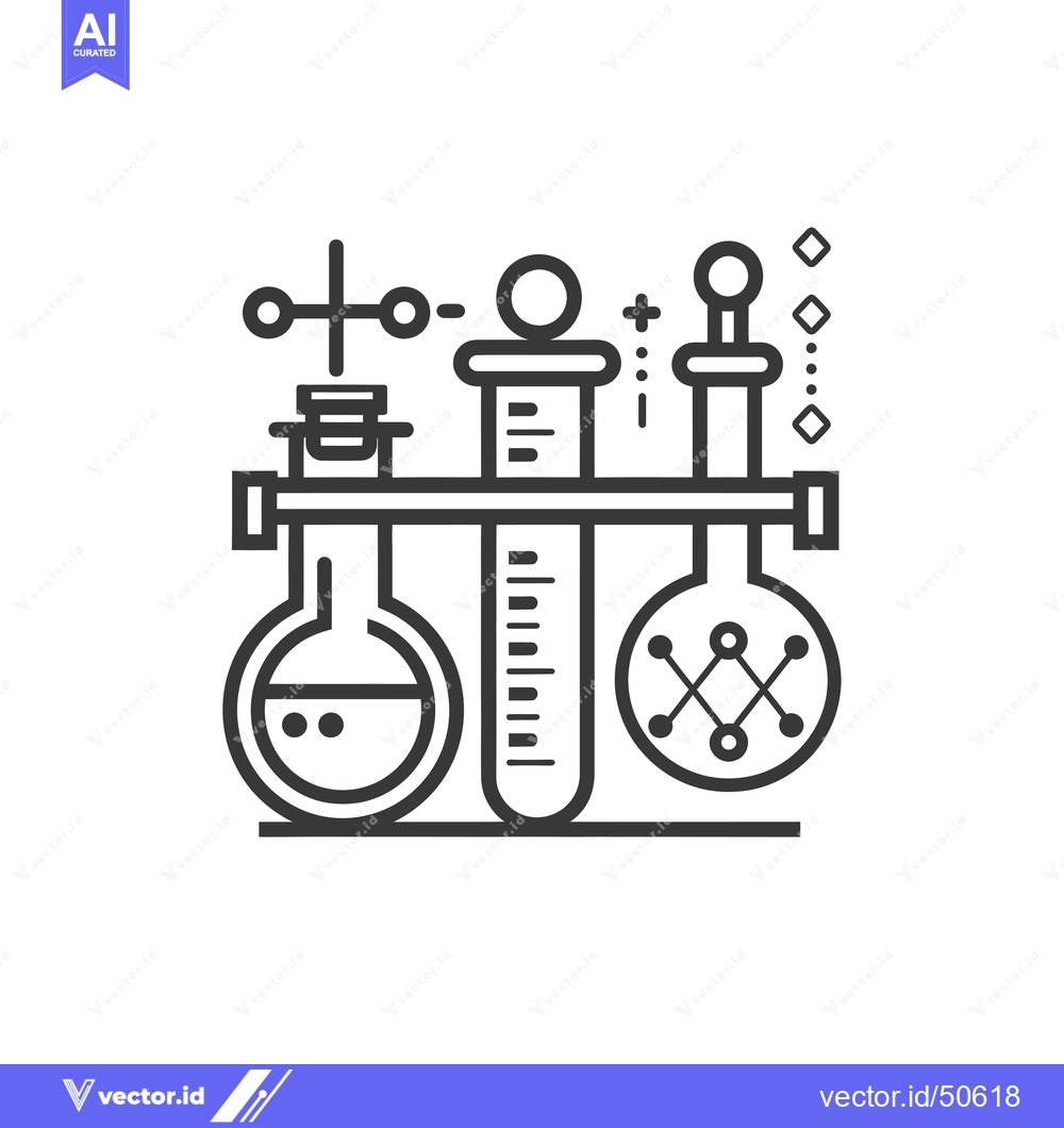 Premium Vector of Laboratory Equipment with Beaker, Flask, and Measuring Cylinder