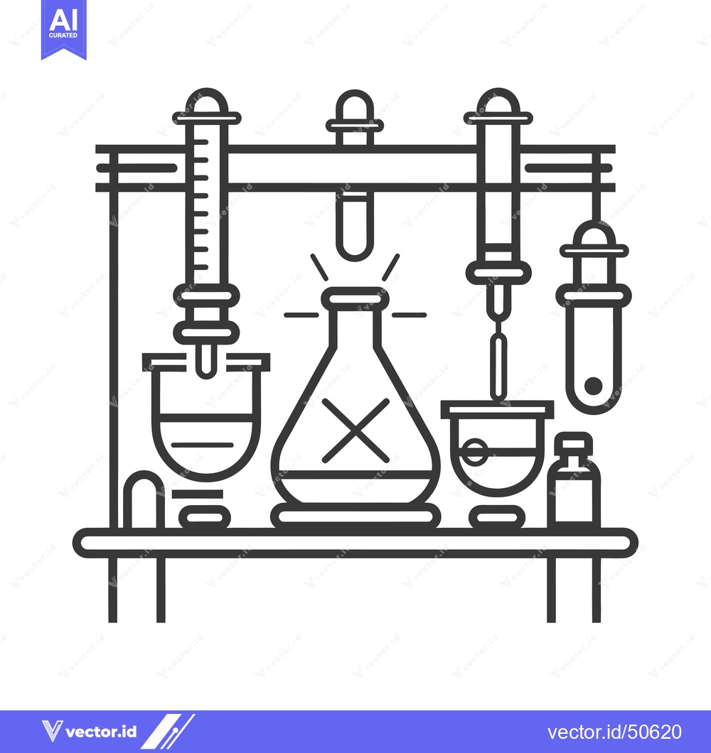 Premium Vector dari Laboratory Experiment Setup with Beaker and Test Tubes