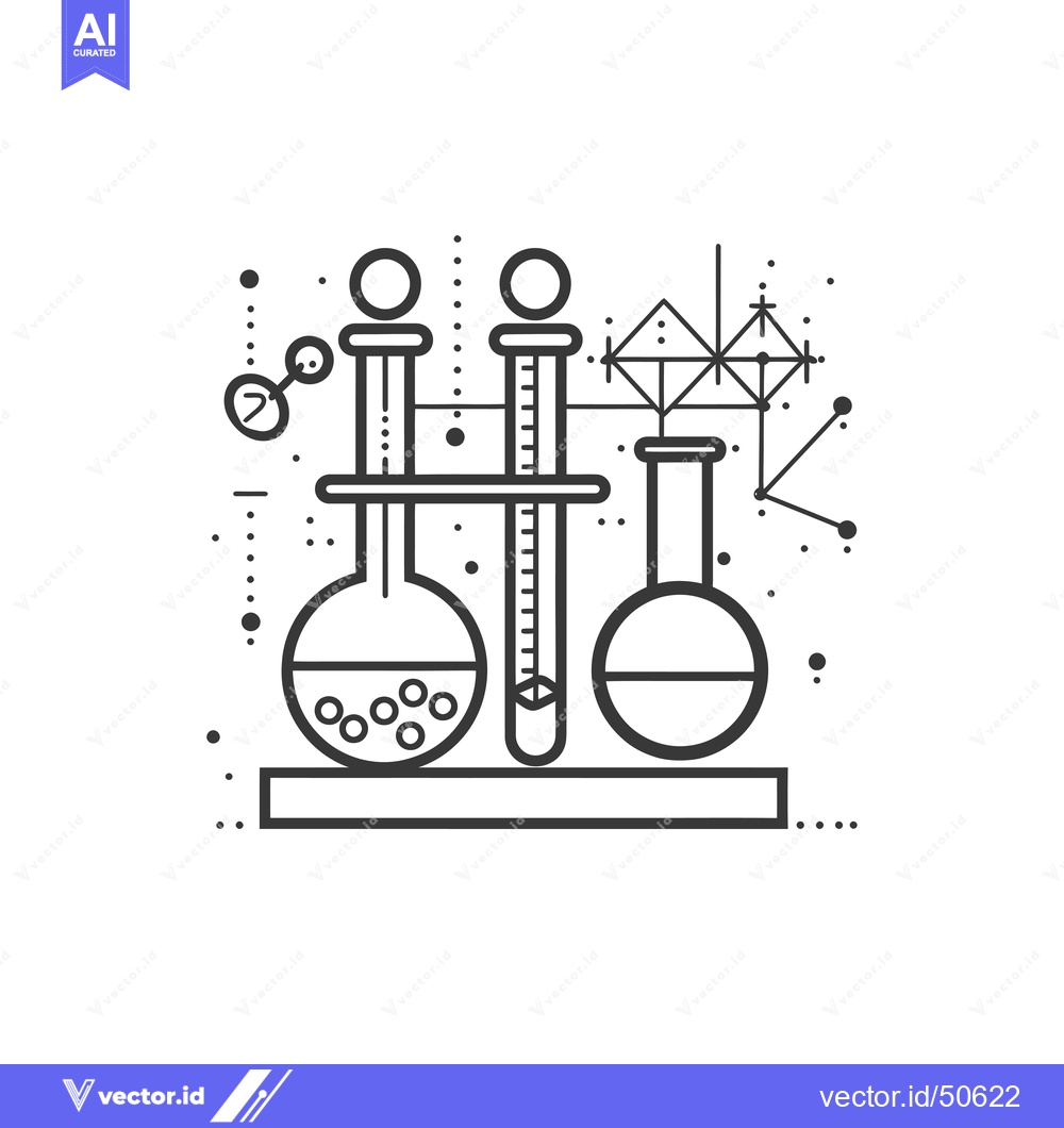 Premium Vector of Laboratory glassware, including beakers, flasks, and a graduated cylin