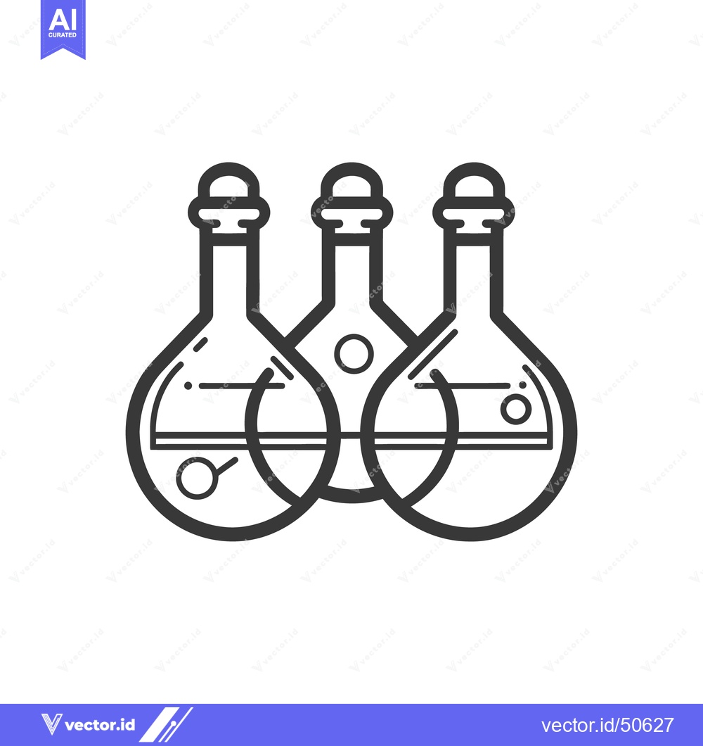 Premium Vector of Three laboratory flasks containing liquid substances are illustrated s