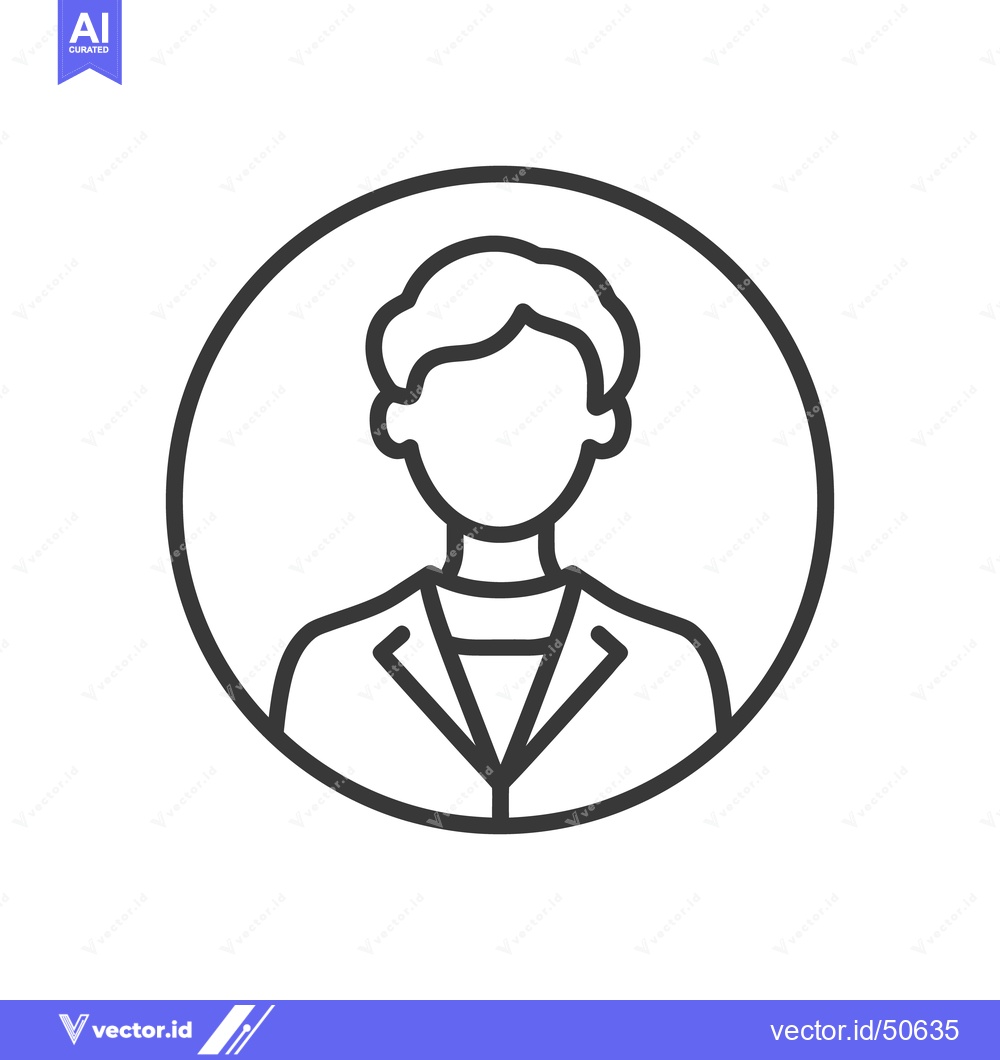 Premium Vector of Minimalist Line Art: Faceless Person in Suit within Circle Frame