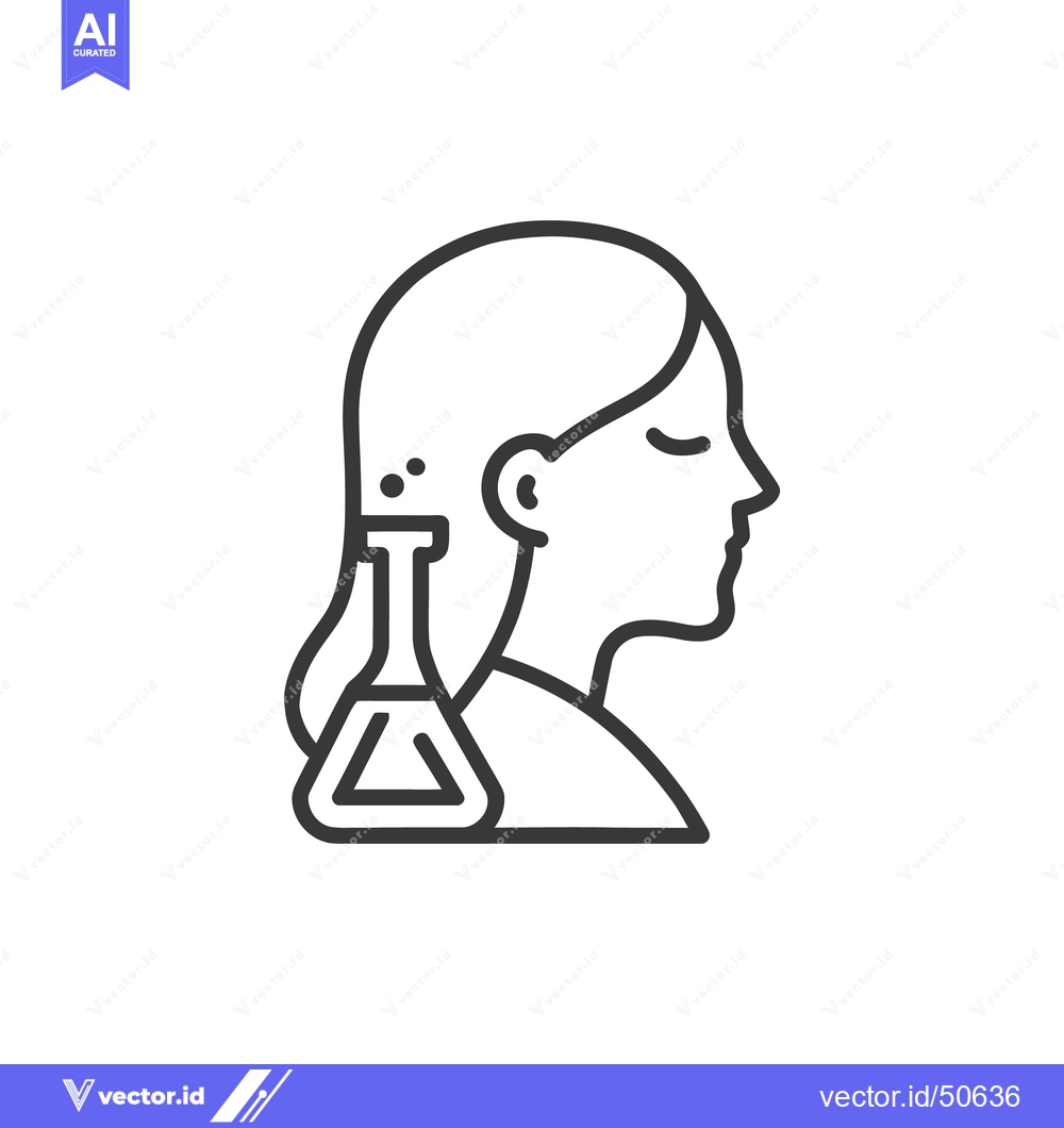 Premium Vector dari Minimalist Icon: Woman's Profile Merged with Laboratory Flask, Science