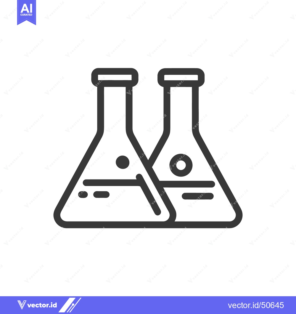 Premium Vector dari Two Erlenmeyer Flasks: Science Icon with Liquid
