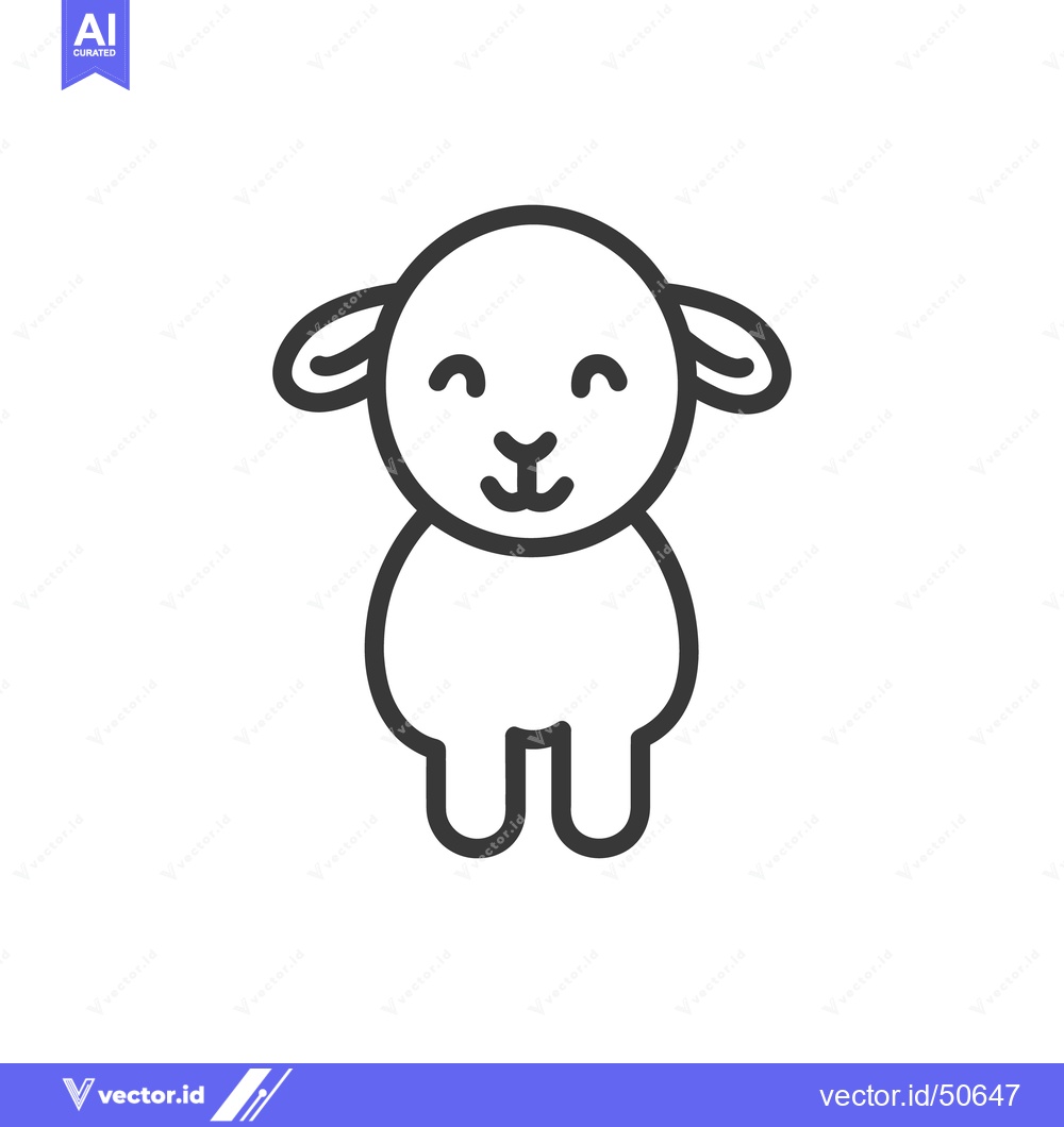 Premium Vector of A simplistic line drawing of a smiling sheep icon