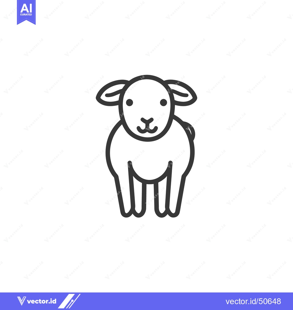 Premium Vector dari A minimalist line drawing of a cute lamb standing upright
