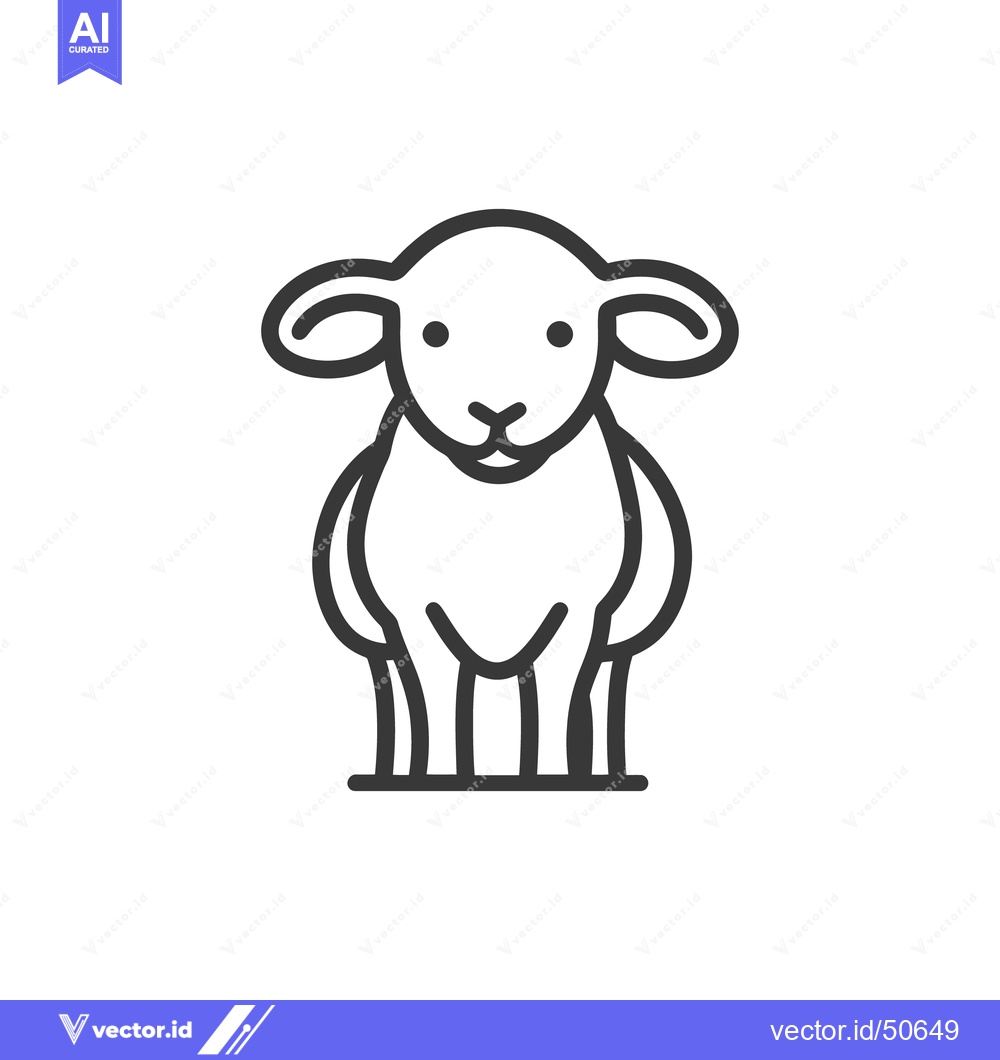 Premium Vector of A Simple Black and White Line Drawing of a Sheep