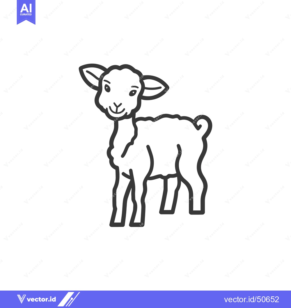 Premium Vector dari An illustrated image depicts a standing lamb with a happy expression