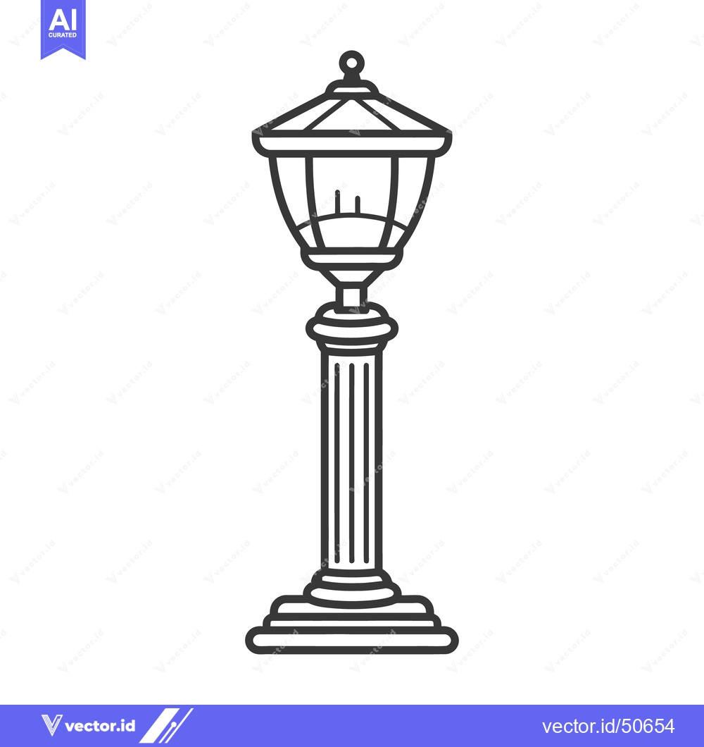 Premium Vector dari An Elegant Black and White Drawing of a Street Lamp