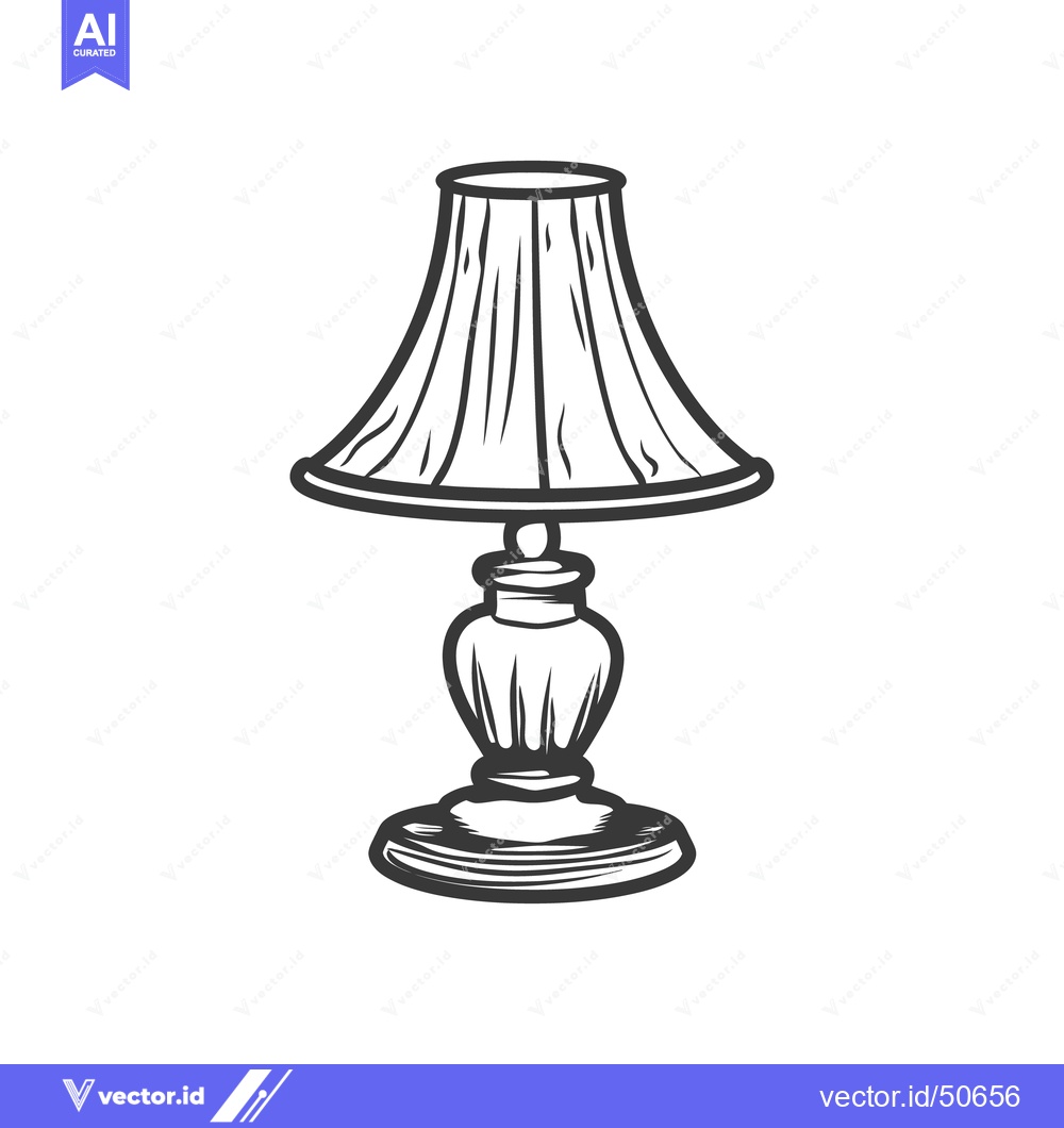 Premium Vector dari A decorative table lamp with detailed lines and elegant design