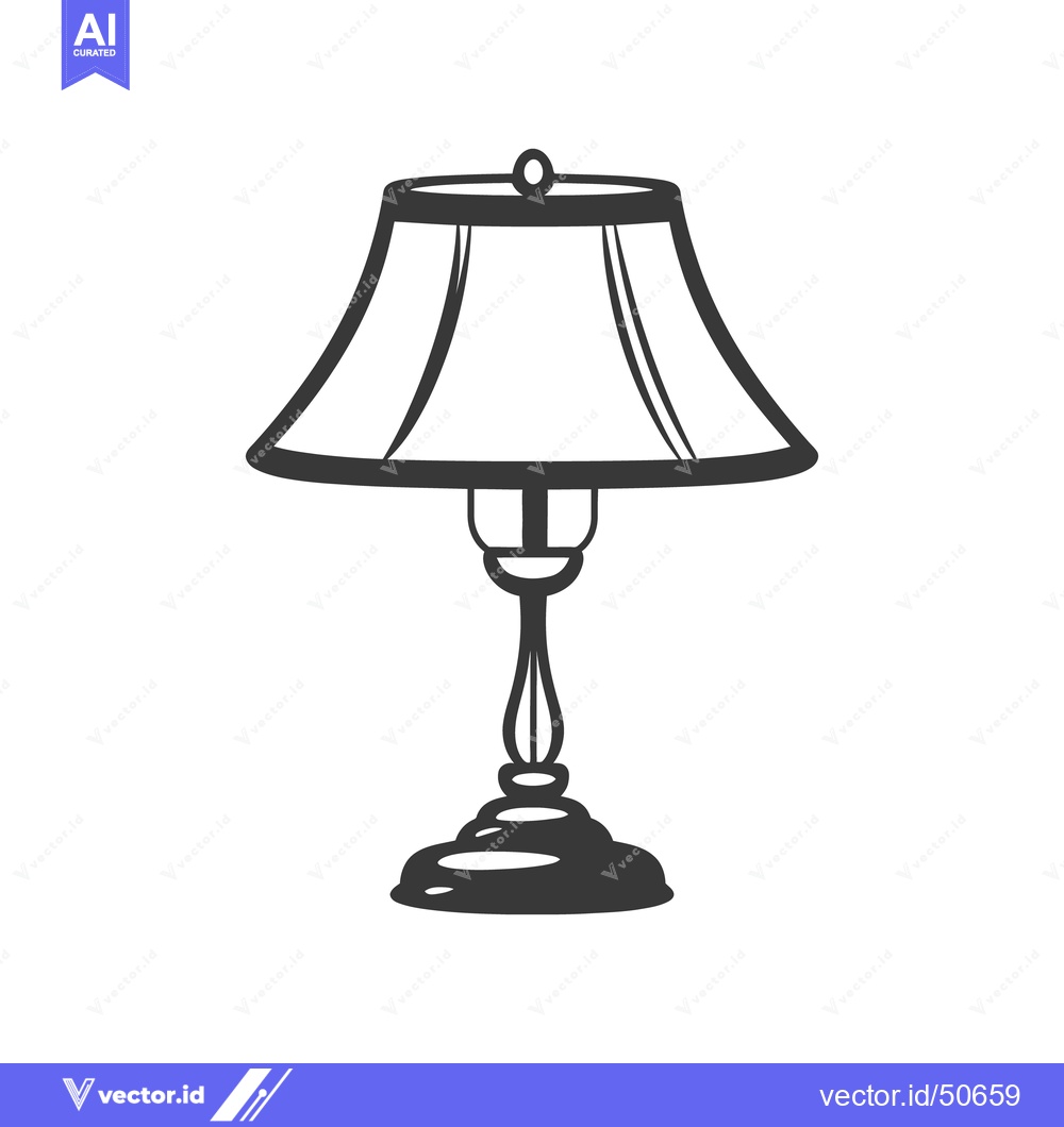 Premium Vector dari Elegant table lamp illustration with lampshade and decorative stand ba