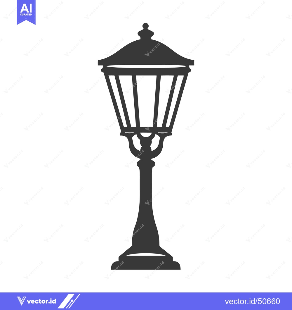 Premium Vector dari A detailed illustration depicts a traditional decorative street lamp f