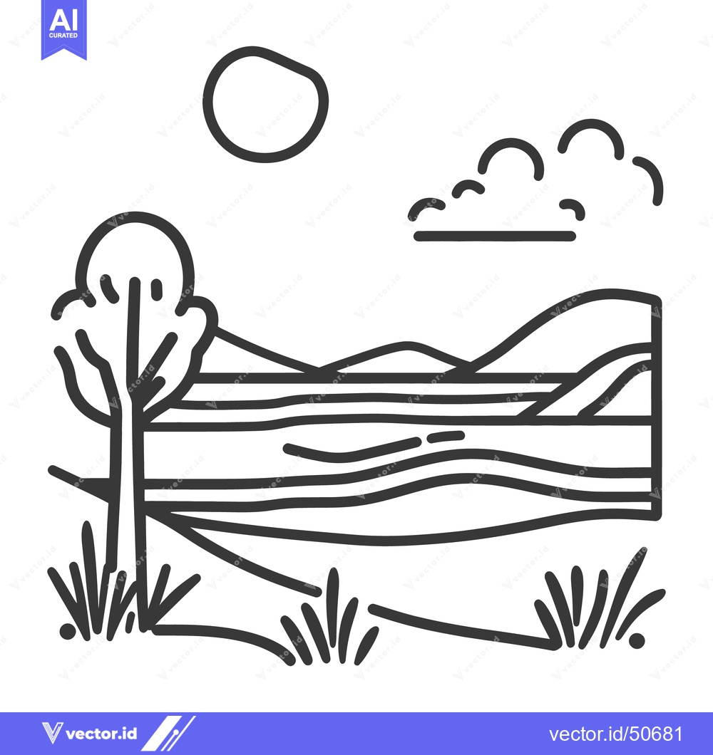 Premium Vector dari Simple black and white illustration of a natural landscape scene