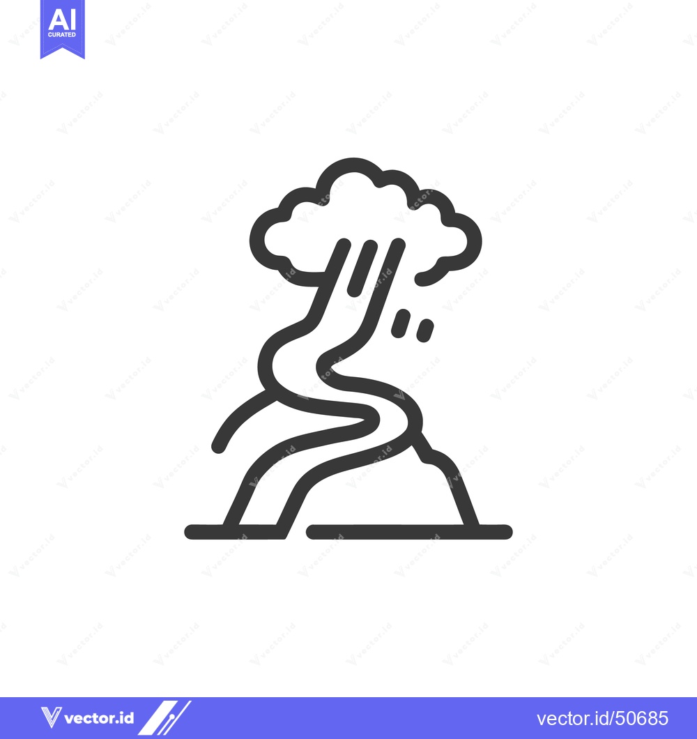 Premium Vector dari Minimalist Icon of Mountain River Flowing from Rain Cloud