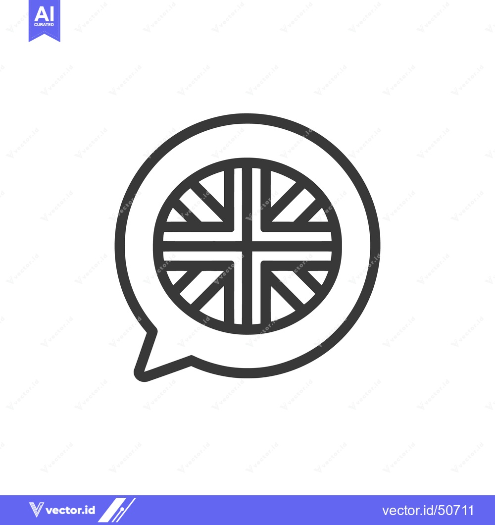 Premium Vector dari United Kingdom Flag in Speech Bubble Icon, Minimalist Design