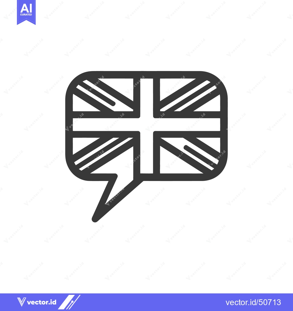 Premium Vector of United Kingdom Flag in Speech Bubble Icon, Minimalist Design