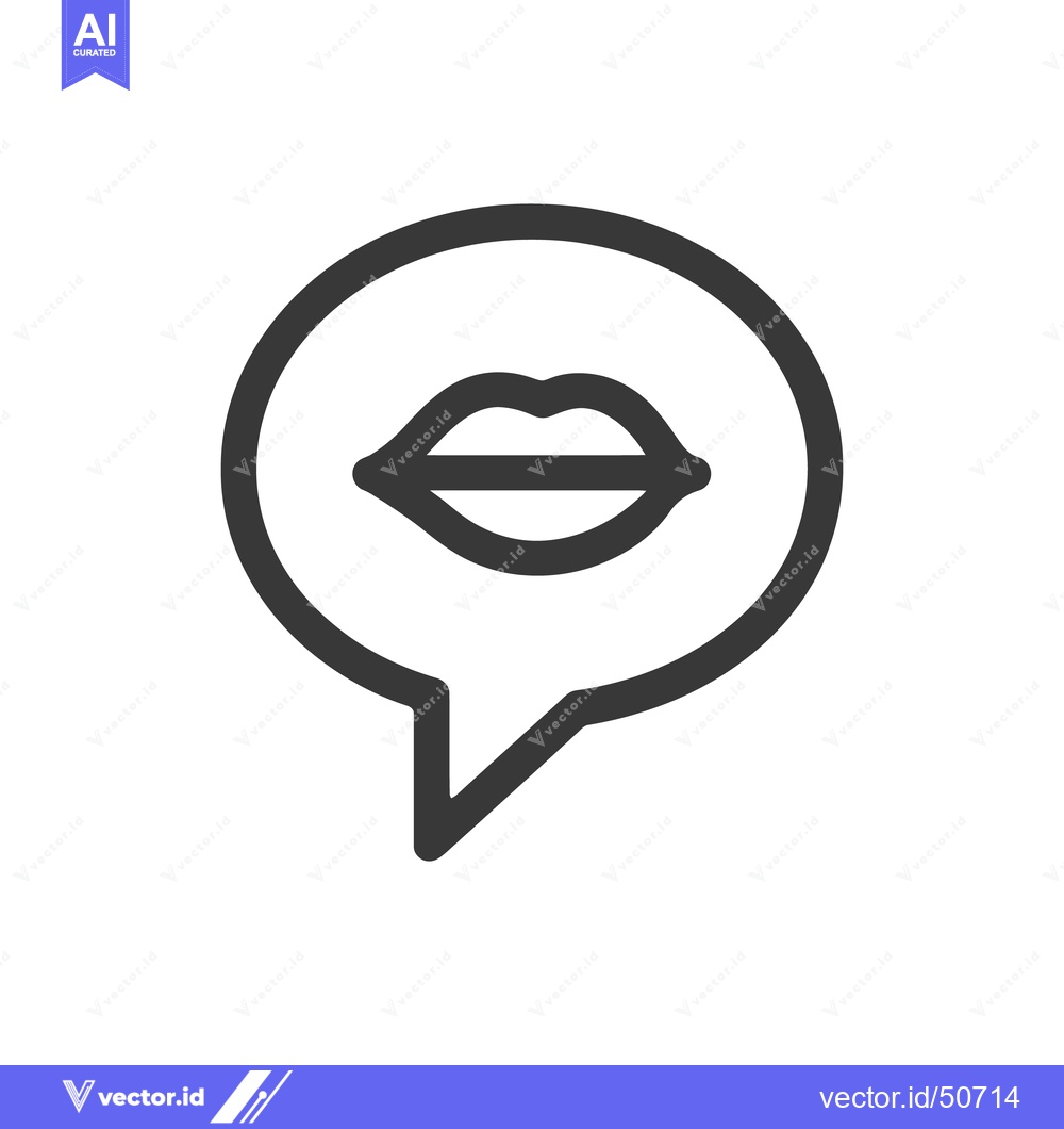 Premium Vector of Minimalist Lips Icon in Speech Bubble, Communication Symbol, Dark Gray