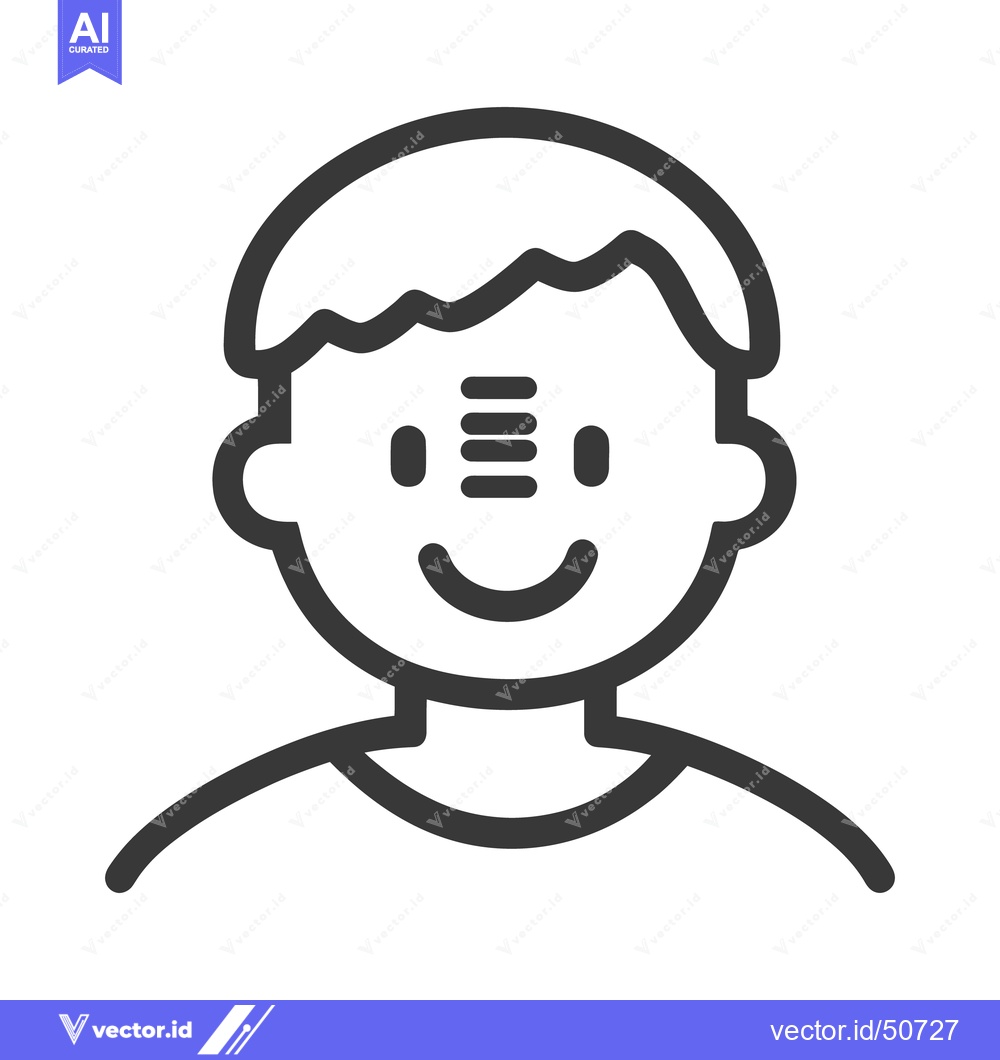 Premium Vector of Simple line illustration depicts a person with facial features and hai