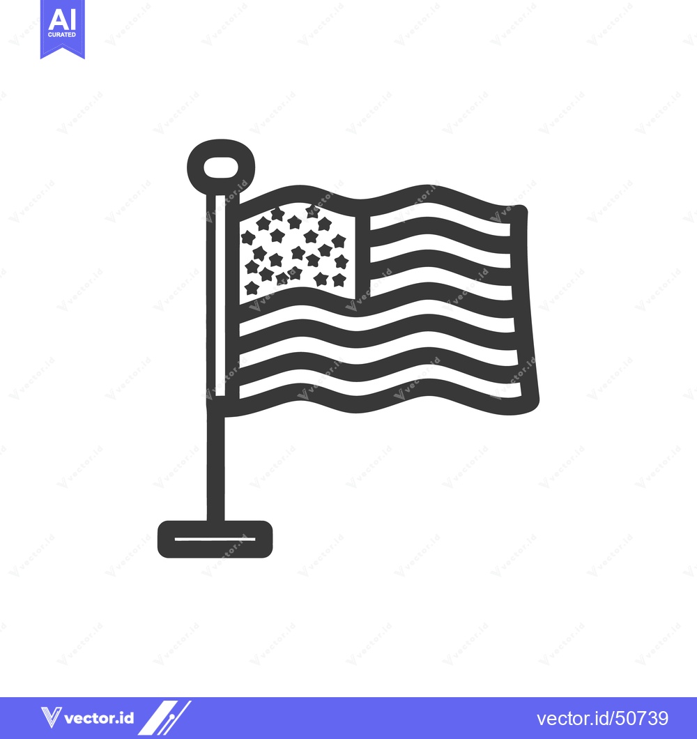 Premium Vector dari Bold American Flag Icon: Striking Monochrome Design on White Backgroun