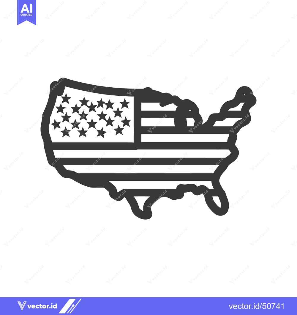 Premium Vector of United States Map Filled with American Flag Pattern, Isolated Icon