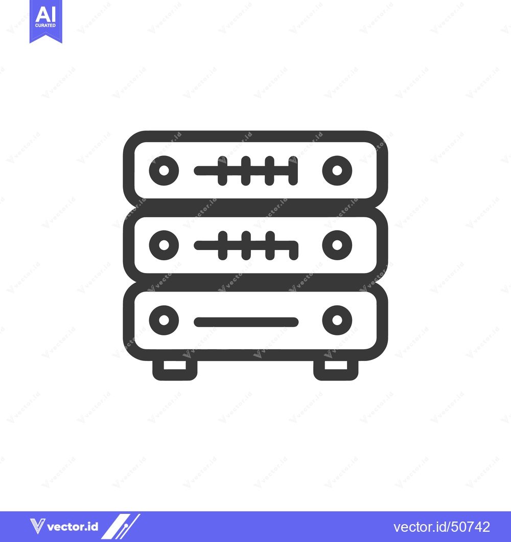 Premium Vector of Server Stack Icon: Data Center Equipment, Minimalist Line Art