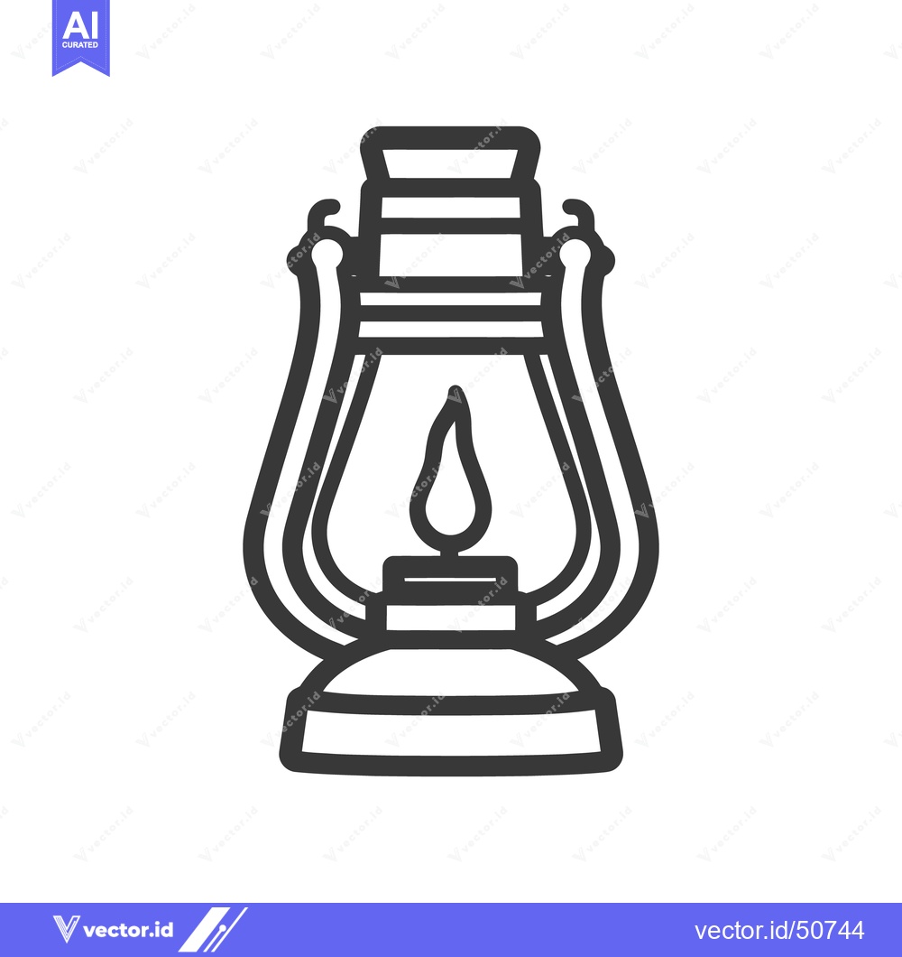 Premium Vector of A simple line drawing of a lit antique oil lamp