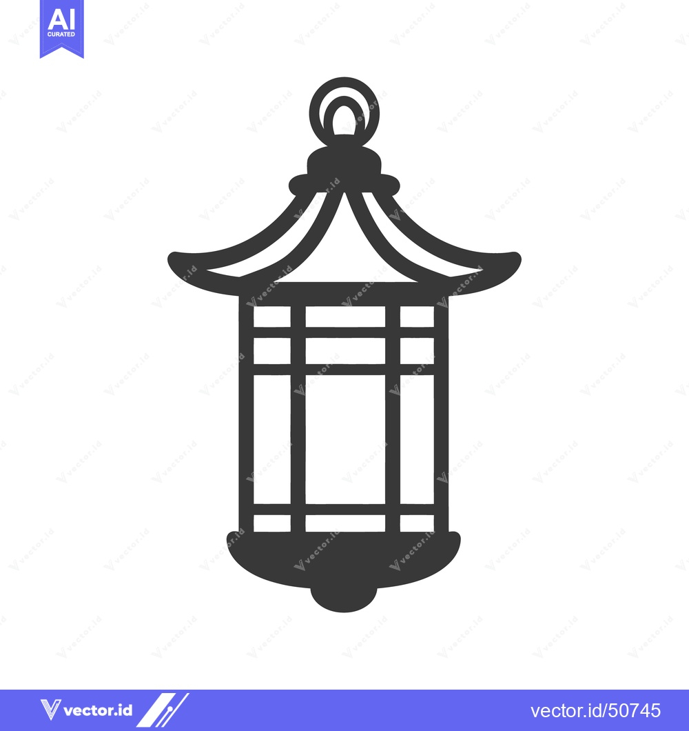 Premium Vector dari An illustrative graphic of a stylized Asian lantern in monochrome