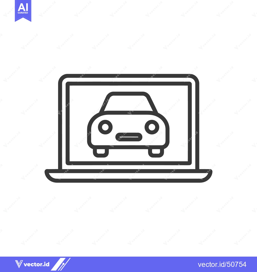 Premium Vector of Car Icon on Laptop Screen: Automotive Technology and Online Services