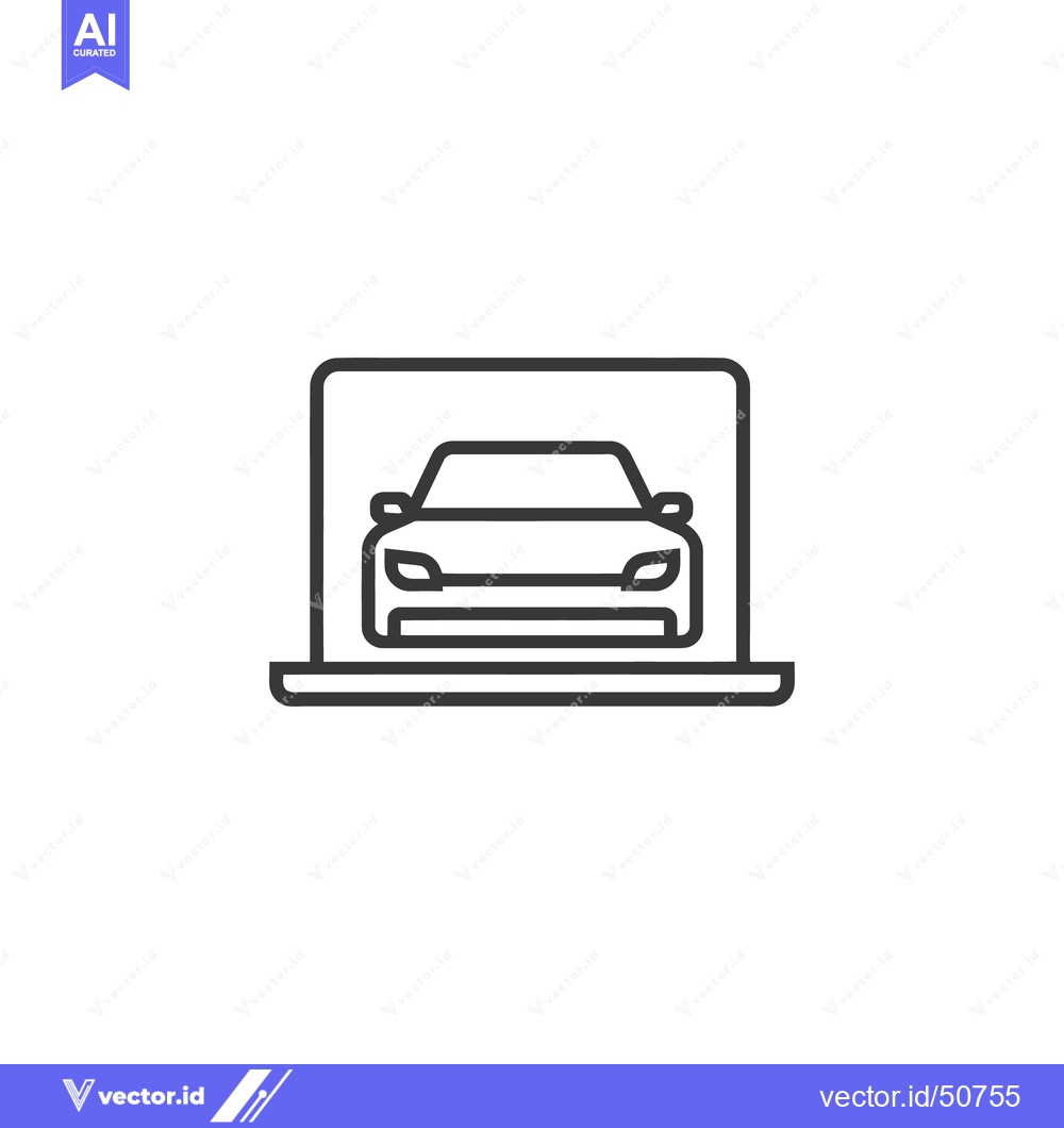 Premium Vector dari Car Icon on Laptop Screen, Automotive Technology, Online Vehicle Servi