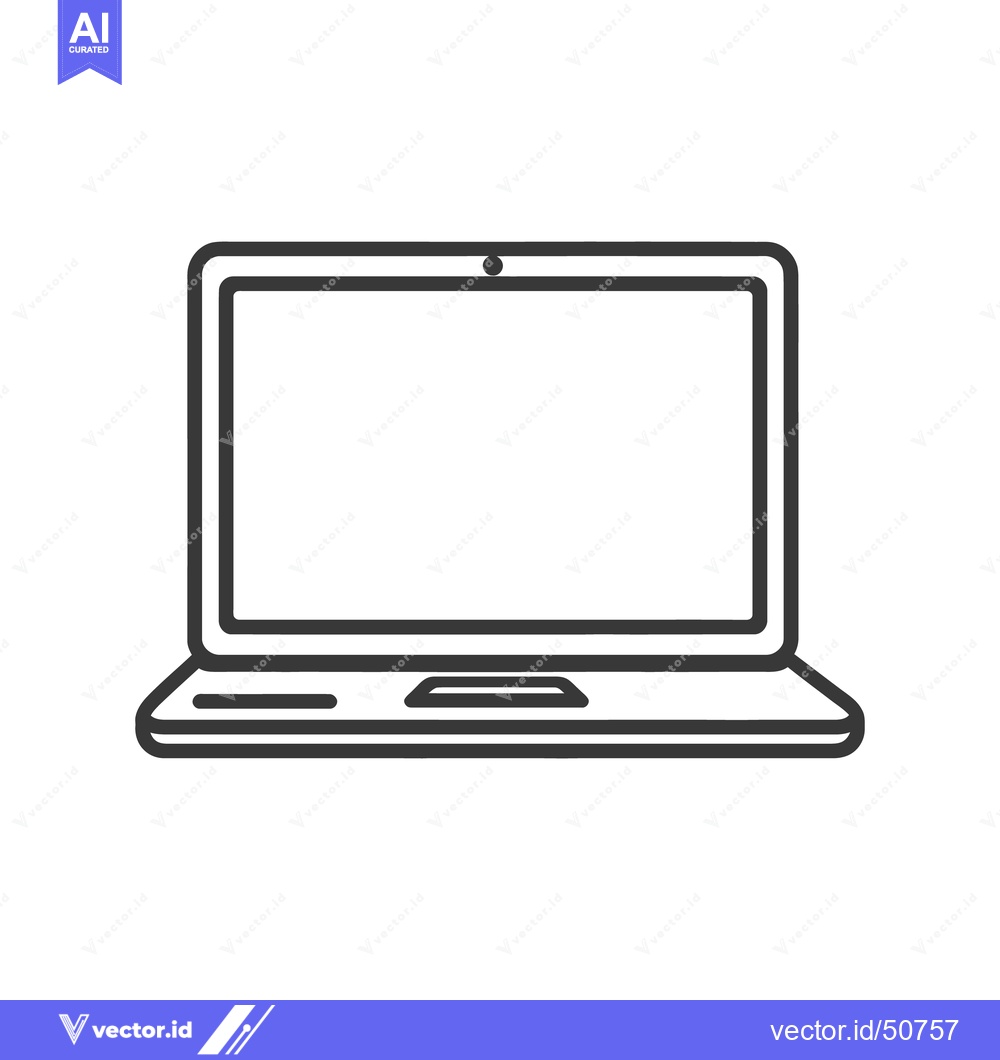 Premium Vector of Minimalist Laptop Icon: Clean Line Art for Digital Design Projects