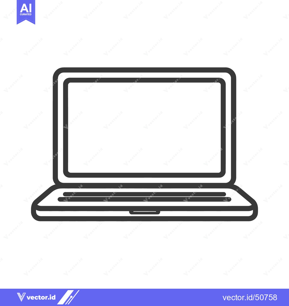 Premium Vector of Minimalist Laptop Icon with Bold Outline on White Background
