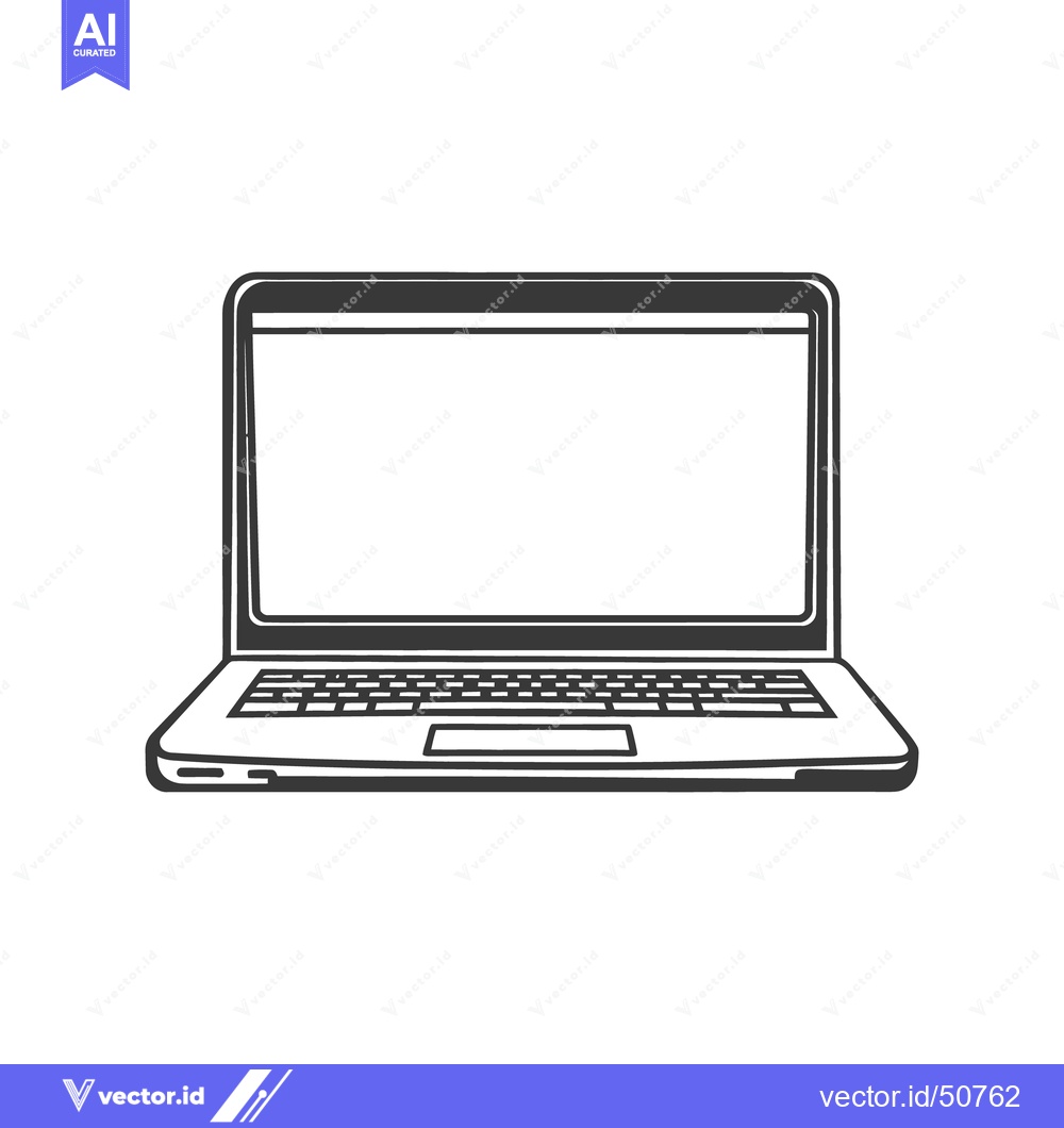 Premium Vector dari A monochrome illustration of a modern portable computer on white backg