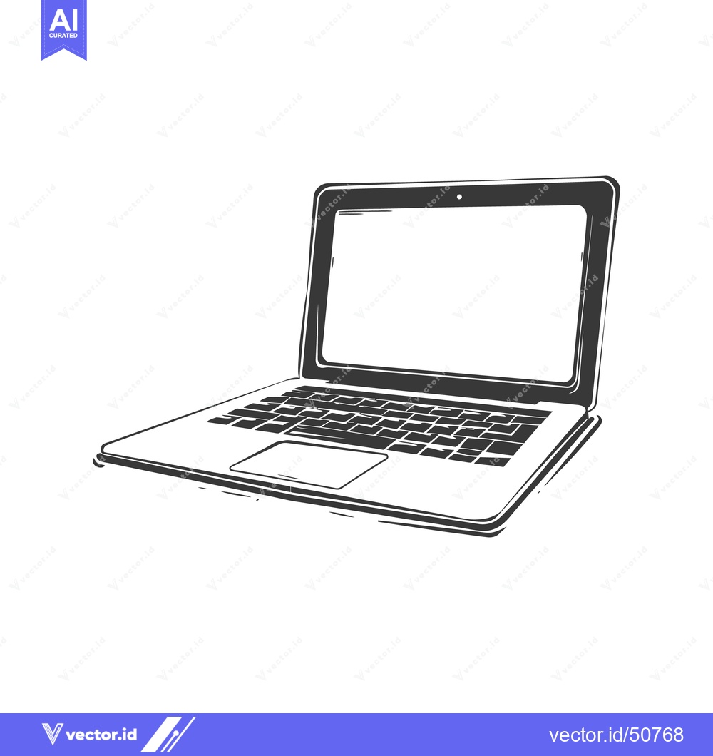 Premium Vector of A grayscale vector illustration of a portable computer on white backgr