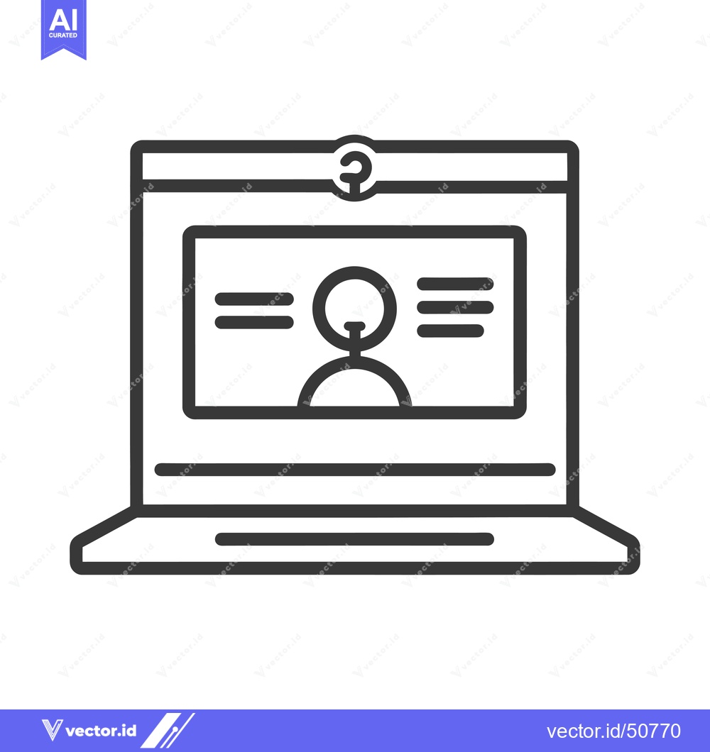Premium Vector dari Laptop Screen Displaying Profile Icon and Menu Lines