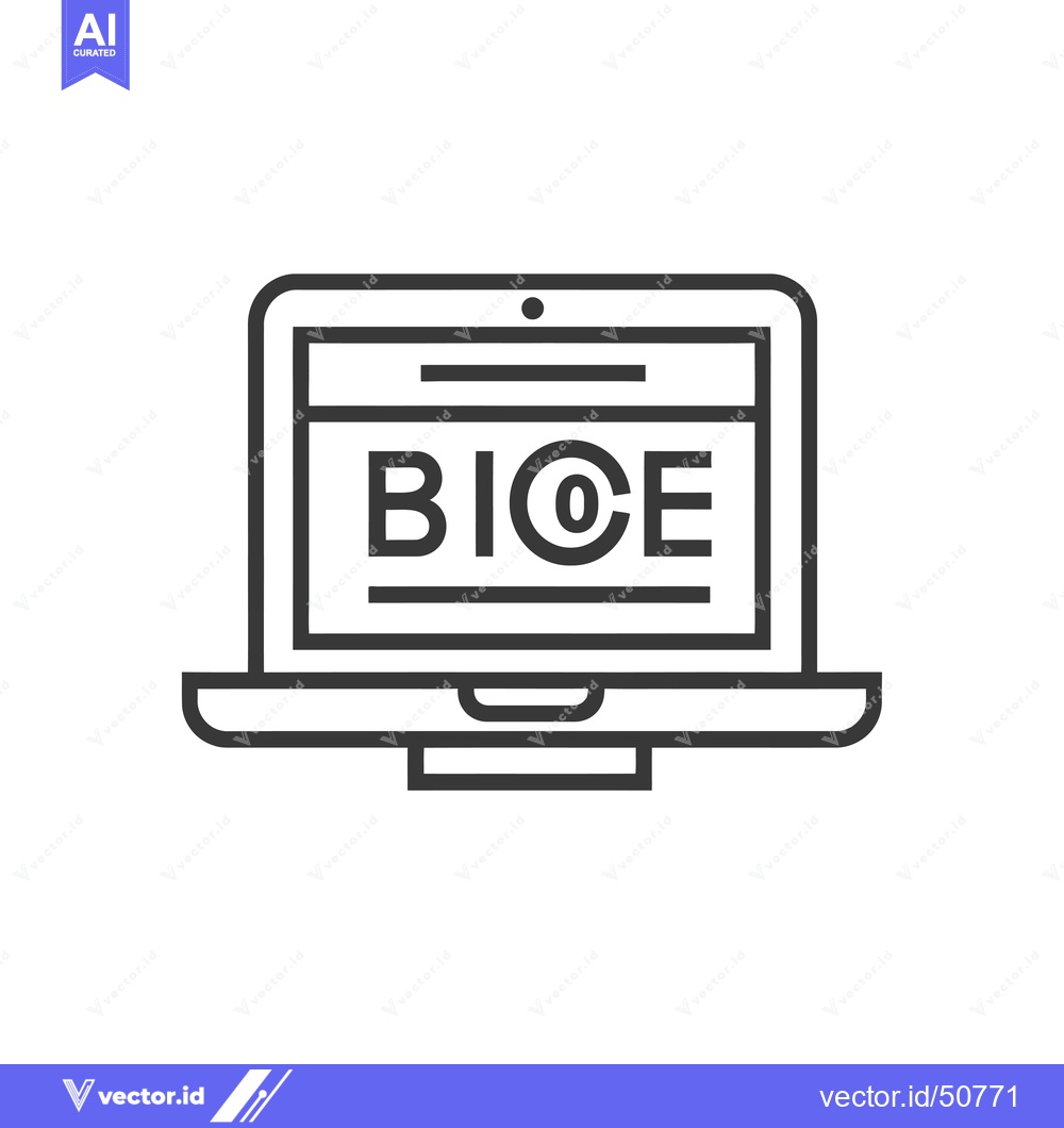 Premium Vector dari Laptop Screen Displaying the Word "BICE" with an "@" Symbol Inside the