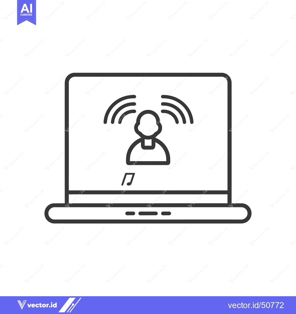 Premium Vector of Laptop screen with an outline of a person and sound waves