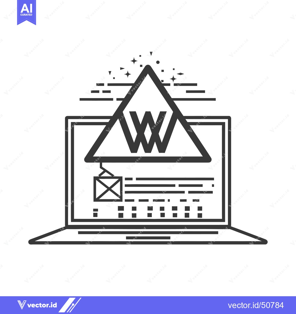 Premium Vector of Laptop with a Triangle Logo and a W inside