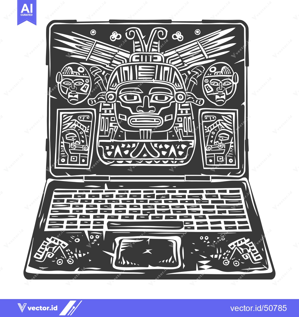 Premium Vector dari Laptop with Aztec Inspired Design