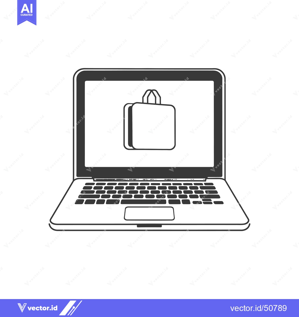 Premium Vector dari Laptop with Shopping Bag Icon on Screen