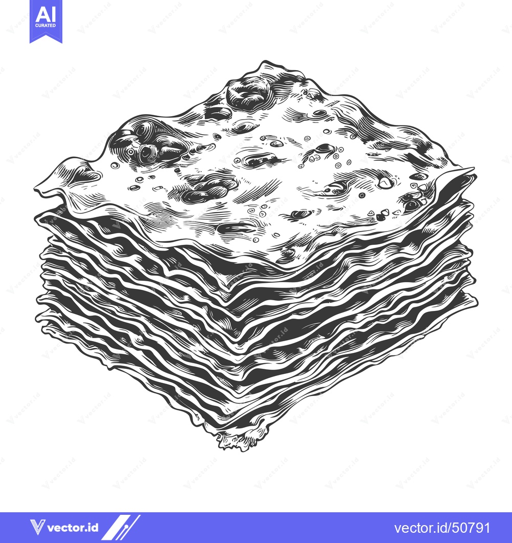 Premium Vector of A Detailed Drawing Of A Delicious Lasagna Dish