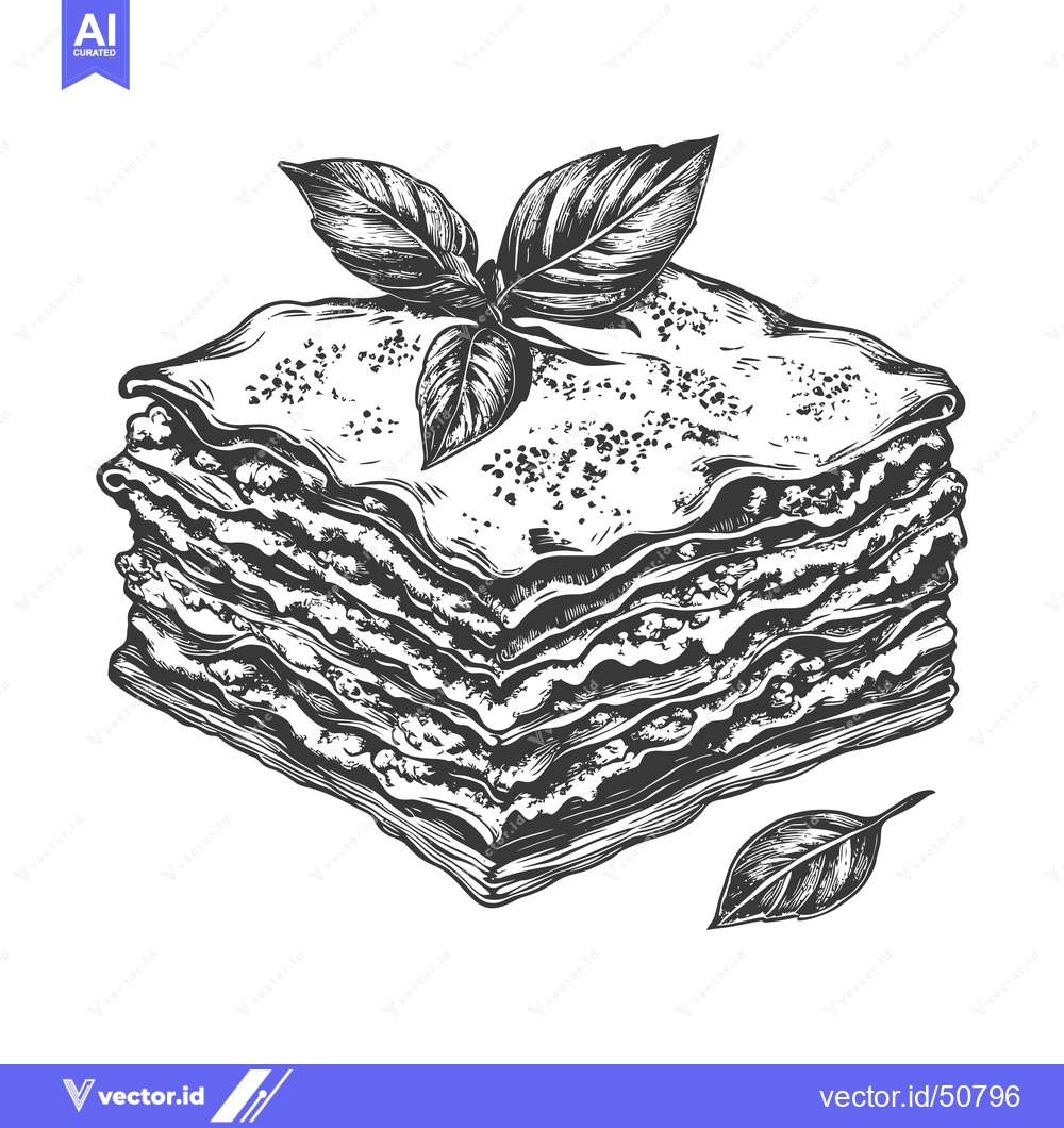 Premium Vector dari A Delicious Serving Of Layered Lasagna With Basil