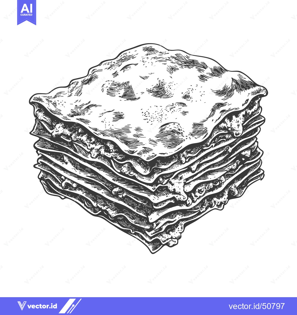 Premium Vector dari A Detailed Illustration Of A Lasagna Serving